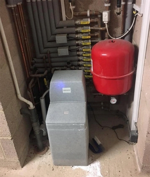 Water softener installation in a garage